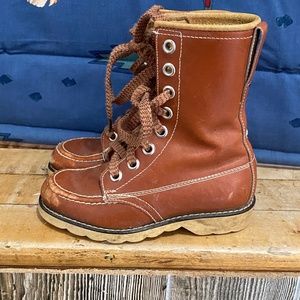 Kids leather lace up boots